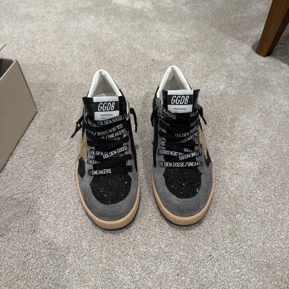 Custom Golden Goose Ball Star Sneakers in Black and White